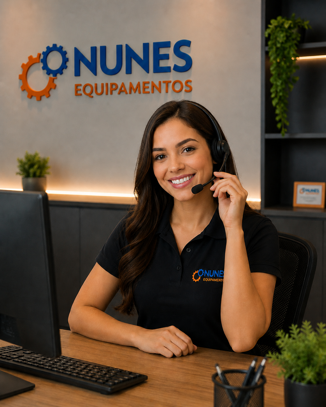 Recepção da Nunes Equipamentos com atendimento ao cliente